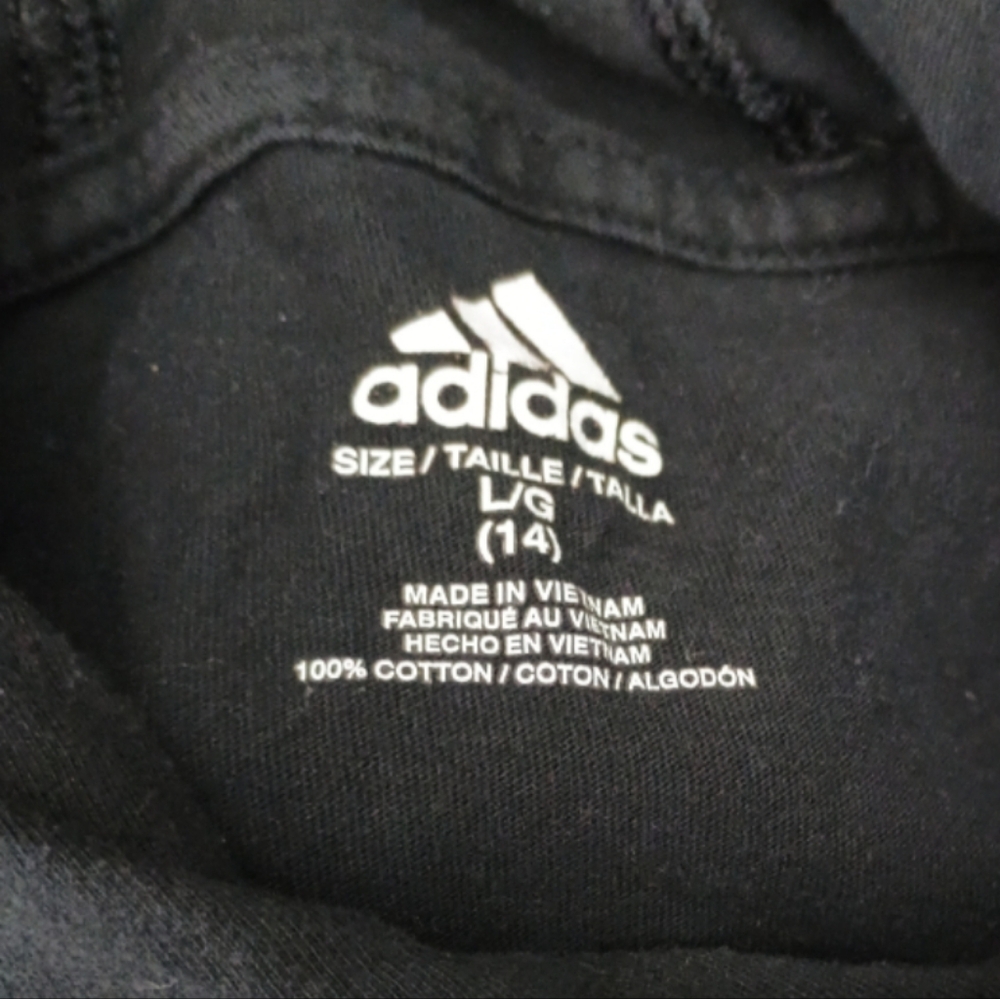 Adidas Youth Black Hoodie with Vibrant Floral Accents - Picture 3 of 4